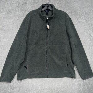NWT Lands' End Fleece Jacket Men's Size XL Gray Polartec Aircore Full Zip Bomber